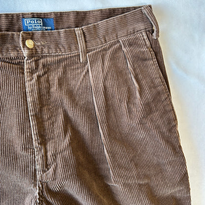 90's Polo ラルフローレン"POLO CORDS" ２タックコーデュロイパンツ USA製 ブラウン/A9134P-SO