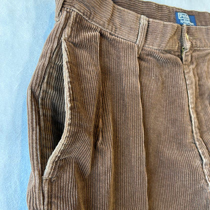 90's Polo ラルフローレン"POLO CORDS" ２タックコーデュロイパンツ USA製 ブラウン/A9134P-SO