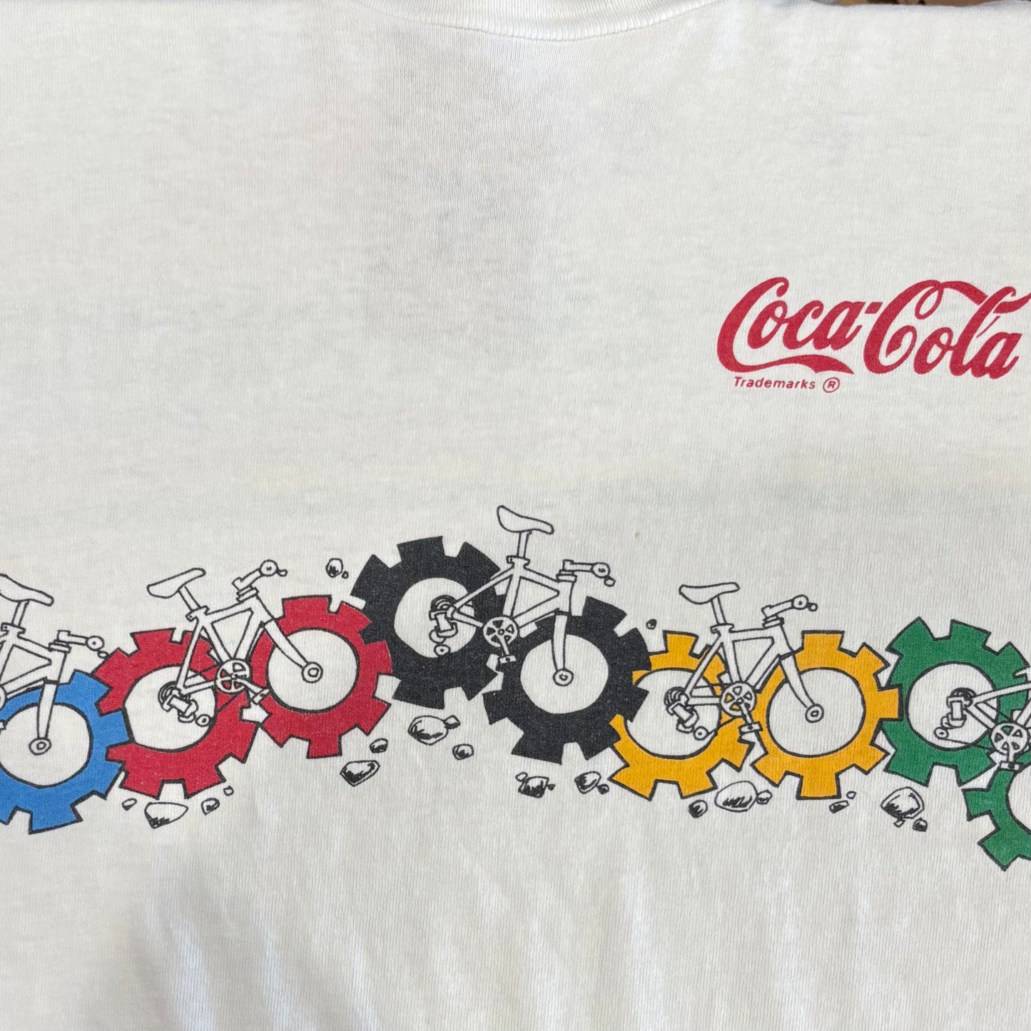 90's Coca-Cola 1990 WORLD MOUNTAIN BIKE CHAMPIONSHIPS コーラ Tシャツ 白 (XL)/B2181T-SO