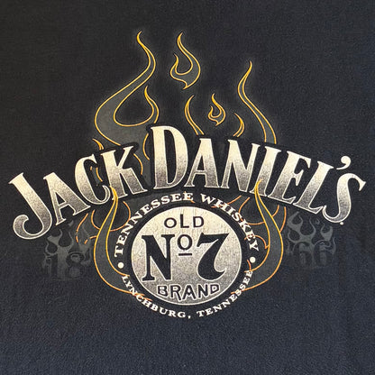 00's JACK DANIEL'S ロゴTファイヤーパターン 企業T 黒 (XL)/A6416T-SO