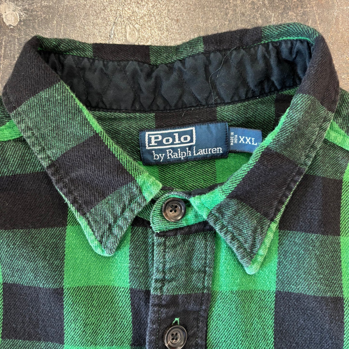 00's  Ralph Lauren  オンブレチェック ネルシャツ 緑 XXL /A8483SH-SO