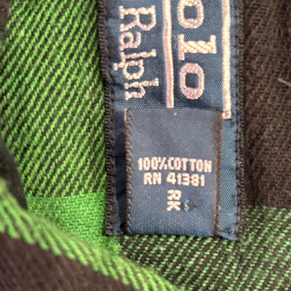 00's  Ralph Lauren  オンブレチェック ネルシャツ 緑 XXL /A8483SH-SO