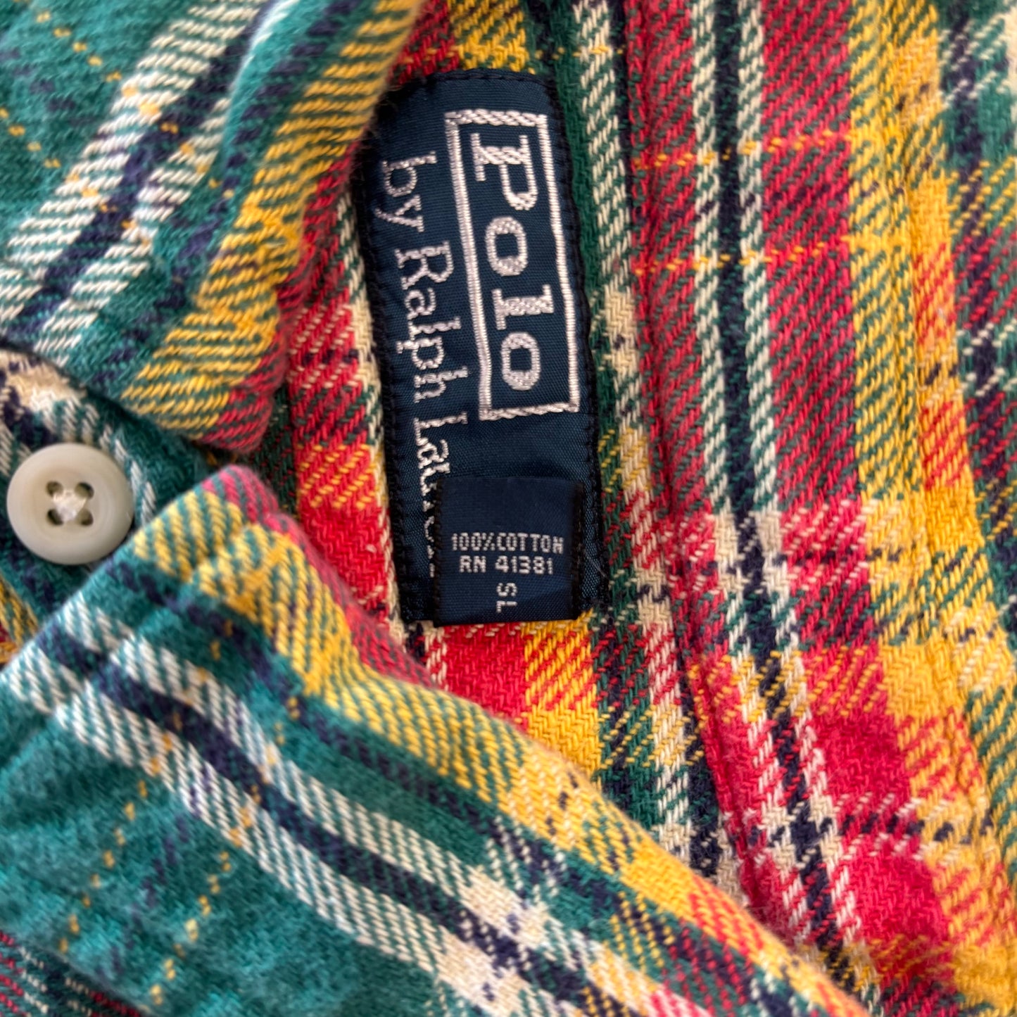 00's  Ralph Lauren  タータンチェック ネルシャツ 緑 XL /A8463SH-SO