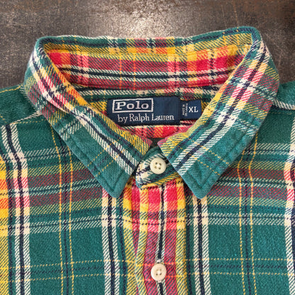 00's  Ralph Lauren  タータンチェック ネルシャツ 緑 XL /A8463SH-SO