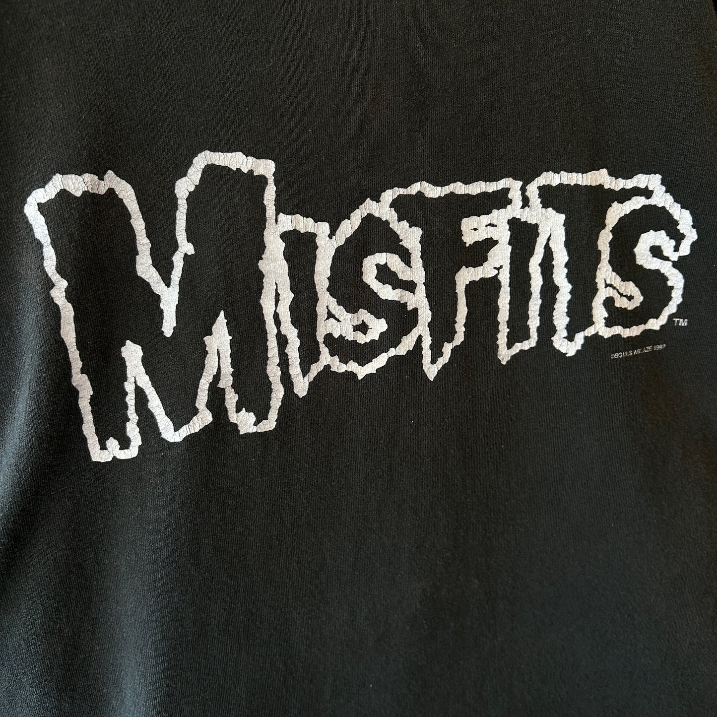 90's Misfits ミスフィッツ クリムゾンゴースト スカルTシャツ ロンT 黒(L)/C1039T-SO