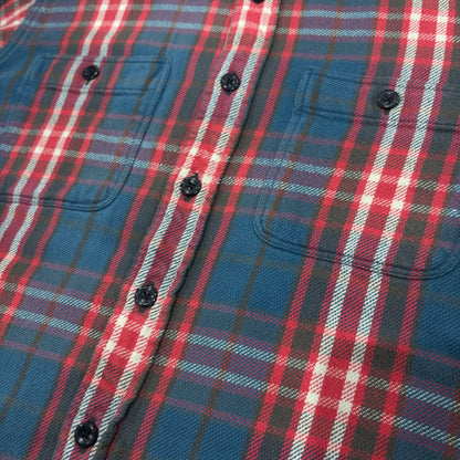 00's  Ralph Lauren RUGBY タータンチェック ネルシャツ 薄青 S /A7786SH-SO