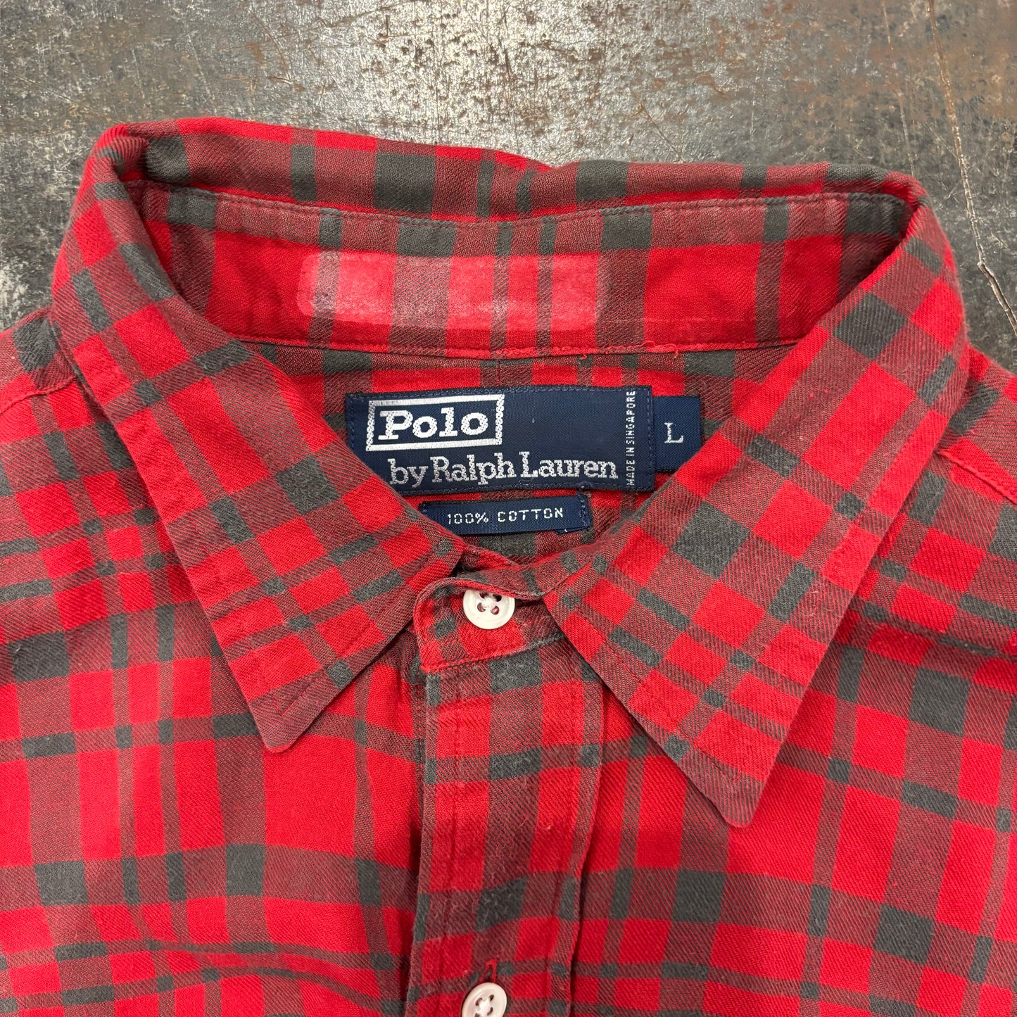 00's  Ralph Lauren  オンブレチェックシャツ 赤 L /B2897SH-SO