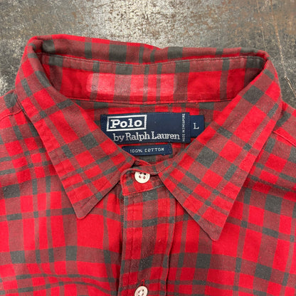 00's  Ralph Lauren  オンブレチェックシャツ 赤 L /B2897SH-SO