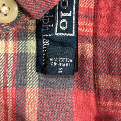 00's  Ralph Lauren  タータンチェック ネルシャツ 薄赤 XL /A8449SH-SO