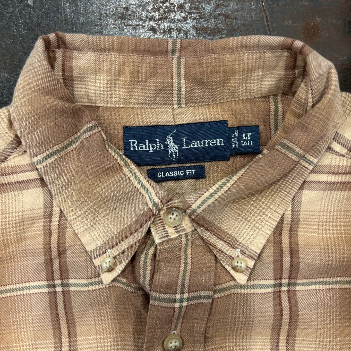 00's  Ralph Lauren  チェックシャツ ベージュ L /A7930SH-SO