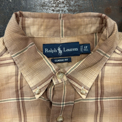 00's  Ralph Lauren  チェックシャツ ベージュ L /A7930SH-SO