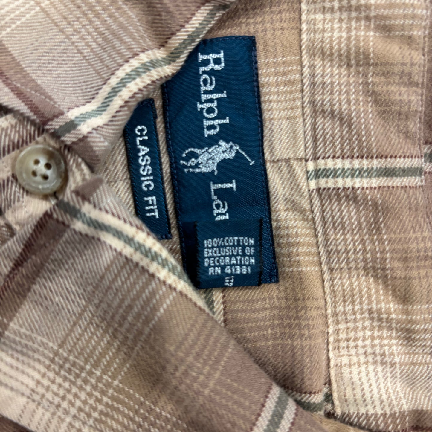 00's  Ralph Lauren  チェックシャツ ベージュ L /A7930SH-SO