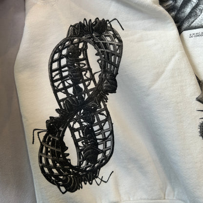 90's M.C.Escher エッシャー アート マルチプリントスウェット 白(XL)/C0188S-SO