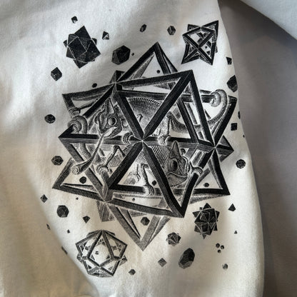 90's M.C.Escher エッシャー アート マルチプリントスウェット 白(XL)/C0188S-SO