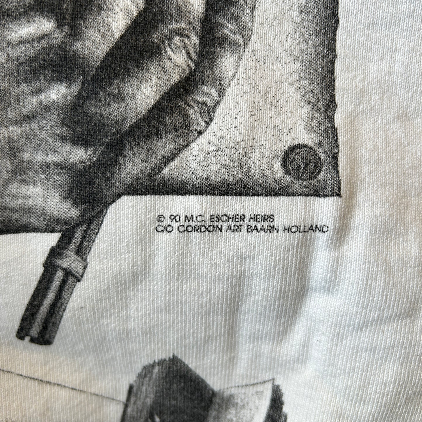 90's M.C.Escher エッシャー アート マルチプリントスウェット 白(XL)/C0188S-SO