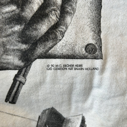 90's M.C.Escher エッシャー アート マルチプリントスウェット 白(XL)/C0188S-SO