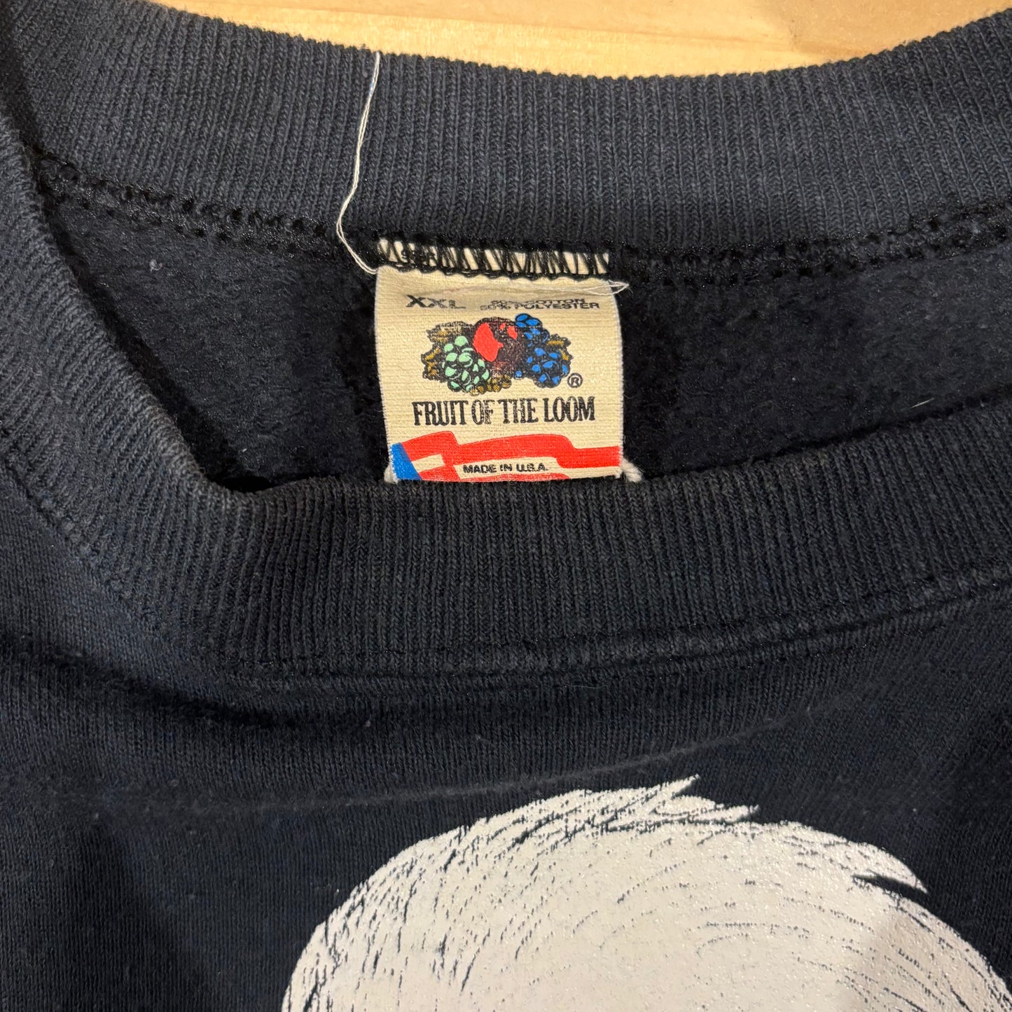 90's Fruit of the loom ペルシャ猫と薔薇 両面プリントスウェット 黒 (XXL)/B2855S-SO