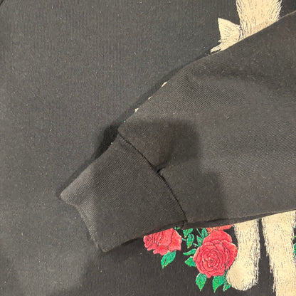 90's Fruit of the loom ペルシャ猫と薔薇 両面プリントスウェット 黒 (XXL)/B2855S-SO