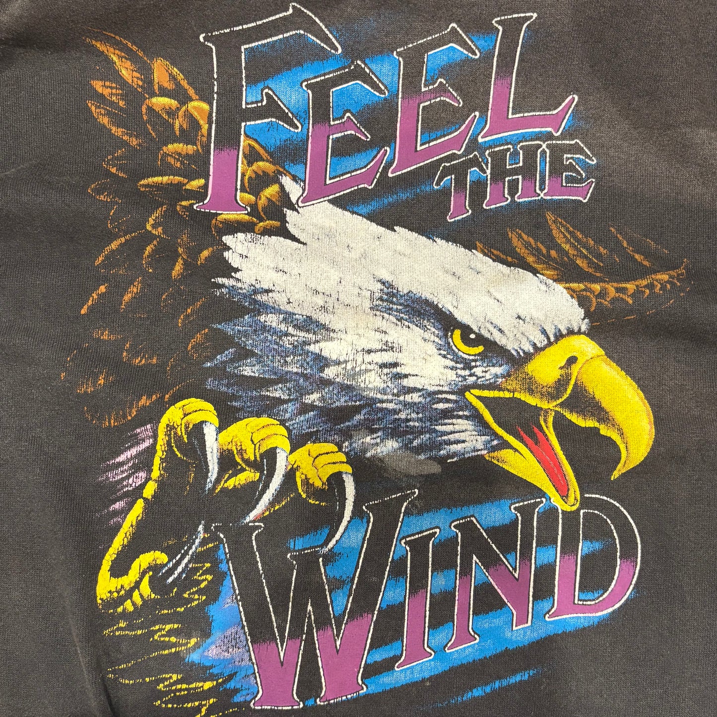 90's Center Star "FEEL THE WIND" アメリカンサンダー イーグルプリントスウェット 黒 (XL)/B2356S-SO