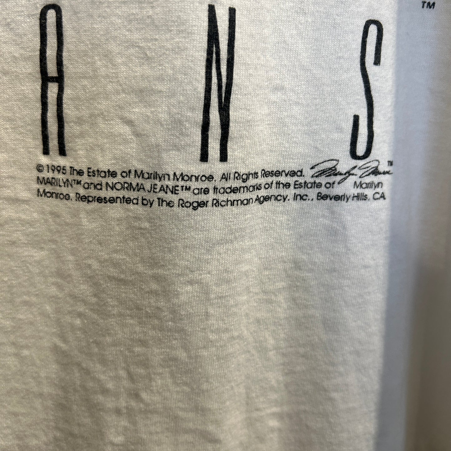 90's Marilyn Monroe jeans マリリン・モンロー Tシャツ 白 (サイズ不明)/A8468T-SO
