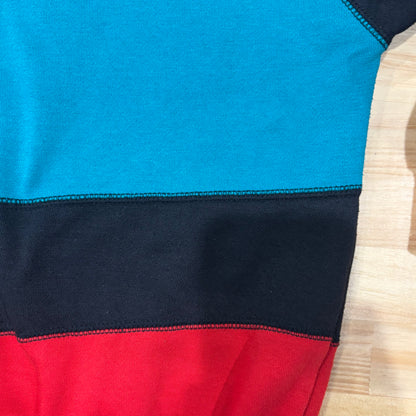 90's Adidas アディダス マルチカラーラグランスウェット 左袖パッチ 黒赤灰水色 (サイズ不明)/B0190S-SO