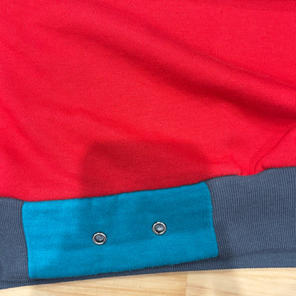 90's Adidas アディダス マルチカラーラグランスウェット 左袖パッチ 黒赤灰水色 (サイズ不明)/B0190S-SO