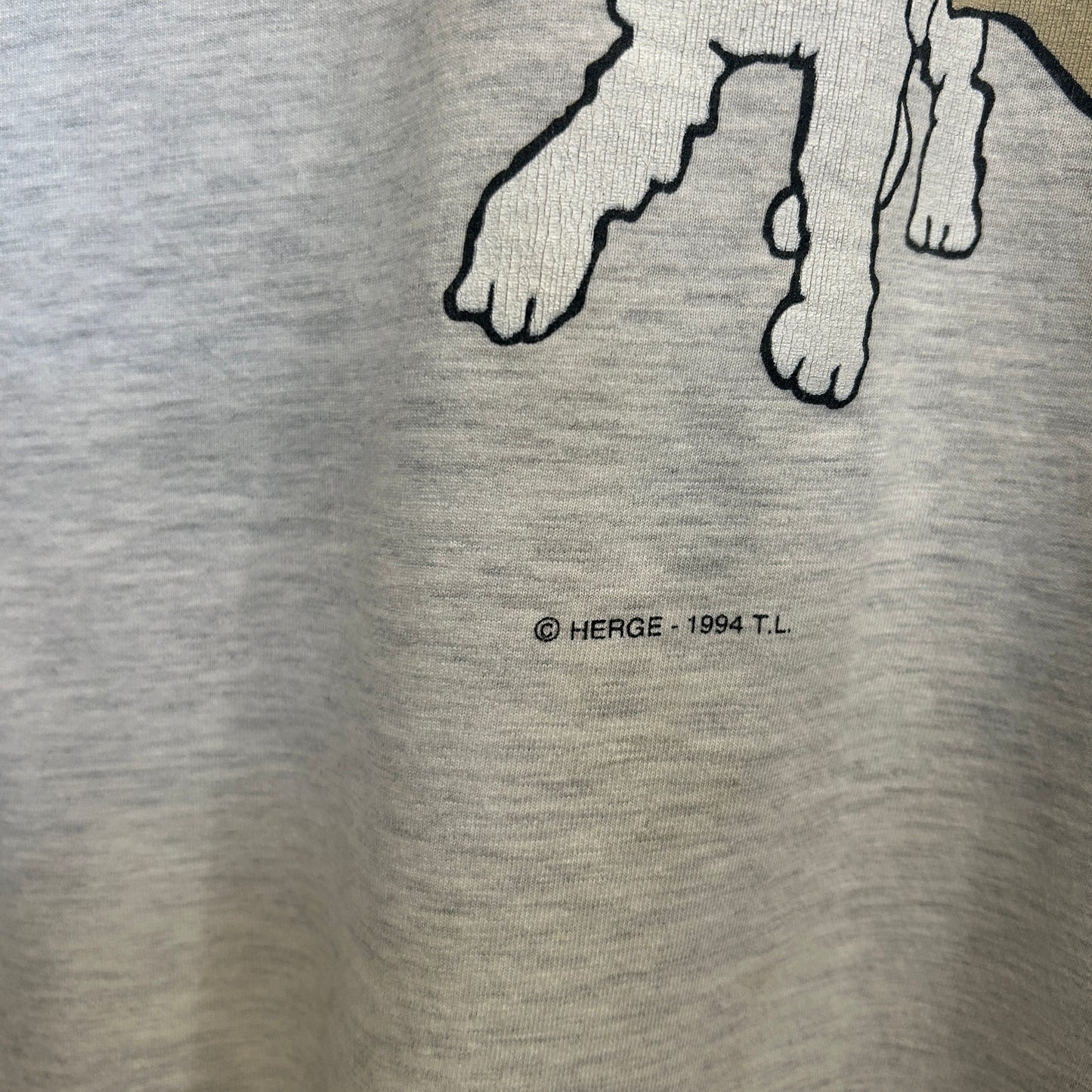 90's タンタンの冒険 タンタン キャラクターTシャツ 白 (サイズ不明)/A3690T-SO
