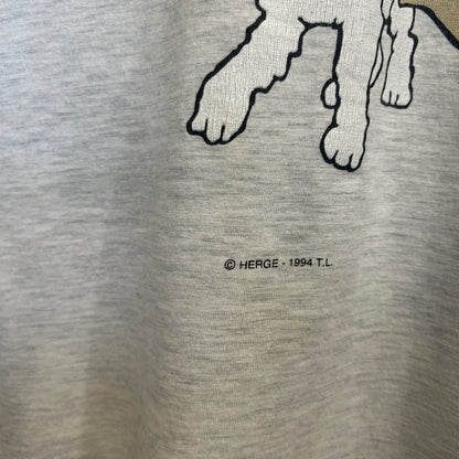 90's タンタンの冒険 タンタン キャラクターTシャツ 白 (サイズ不明)/A3690T-SO