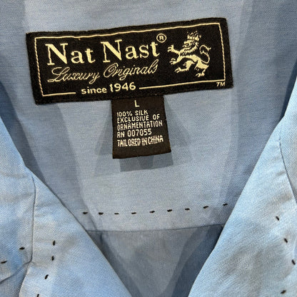 Nat Nast オープンカラーシャツ シルク 青(L)/A7103SH-SO