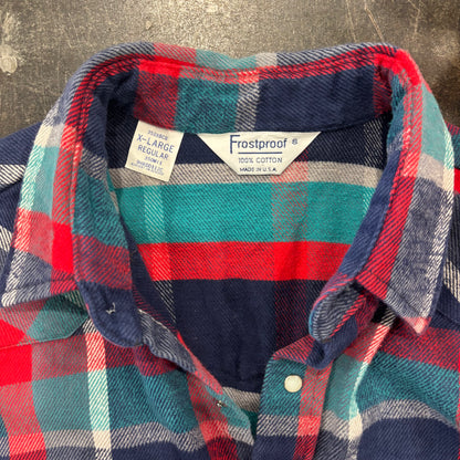 90's  Frostproof  ウエスタン ネルシャツ ターコイズブルー、ネイビー、赤 XL /B3157SH-SO