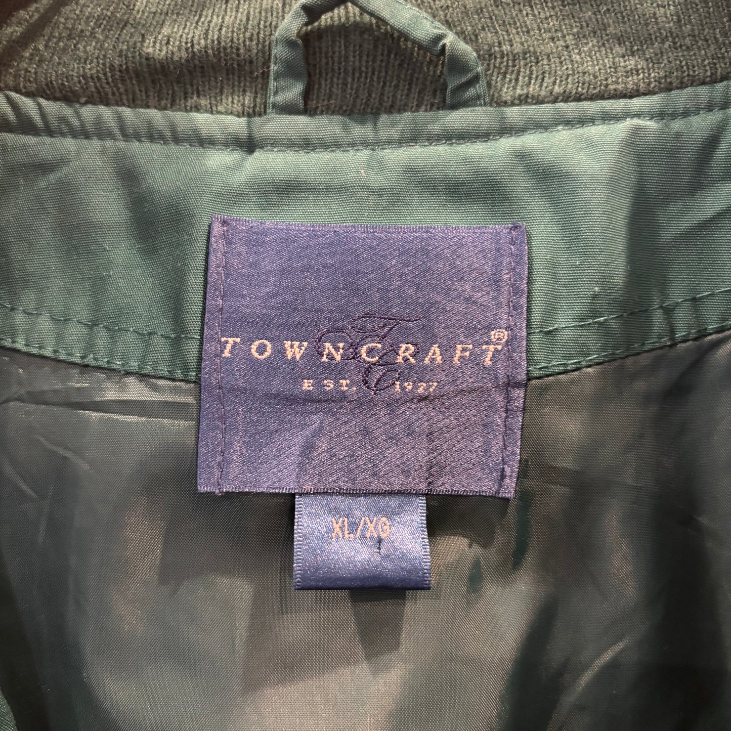 80's TOWNCRAFT タウンクラフト カップショルダージャケット ダービータイプ  ティールグリーン(XL)/A8274J-SO