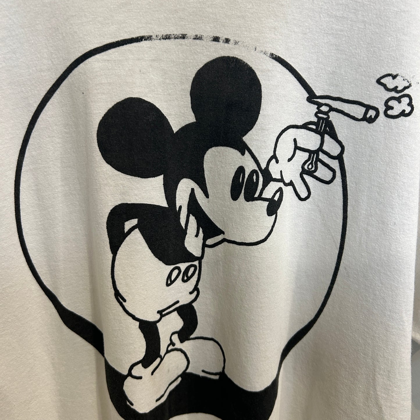 80's Fruit of the loom ディズニー ミッキーマウス キャラクターTシャツ 白 (L)/A6543T-SO