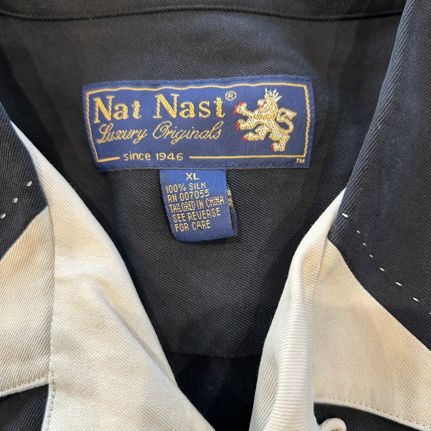 90's Nat Nast オープンカラーシルクシャツ 黒 (XL)/A4358SH-S