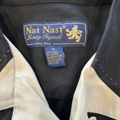 90's Nat Nast オープンカラーシルクシャツ 黒 (XL)/A4358SH-S