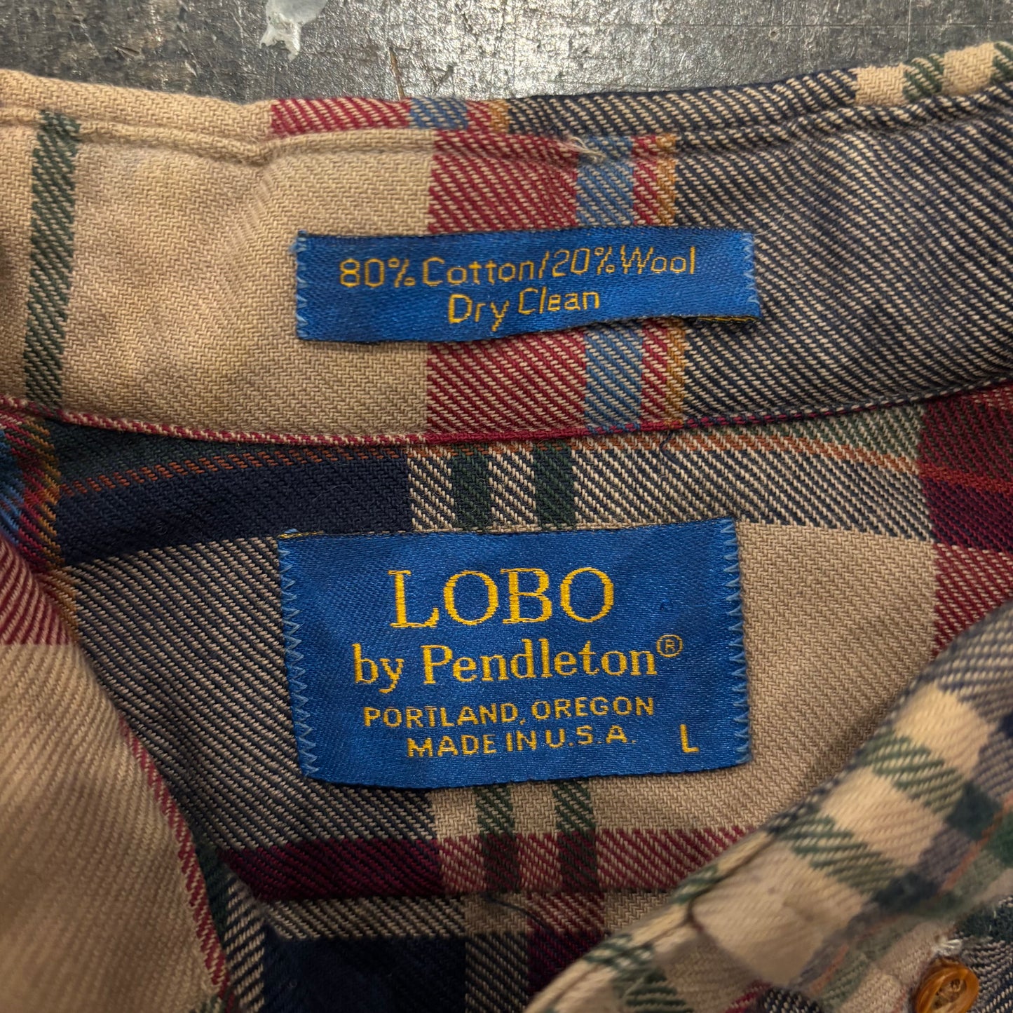 90's  LOBO by Pendleton  タータンチェック ネルシャツ ベージュ、ネイビー、ワインレッド L /A6344SH-SO