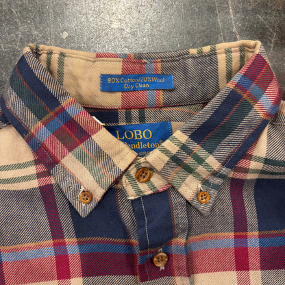 90's  LOBO by Pendleton  タータンチェック ネルシャツ ベージュ、ネイビー、ワインレッド L /A6344SH-SO