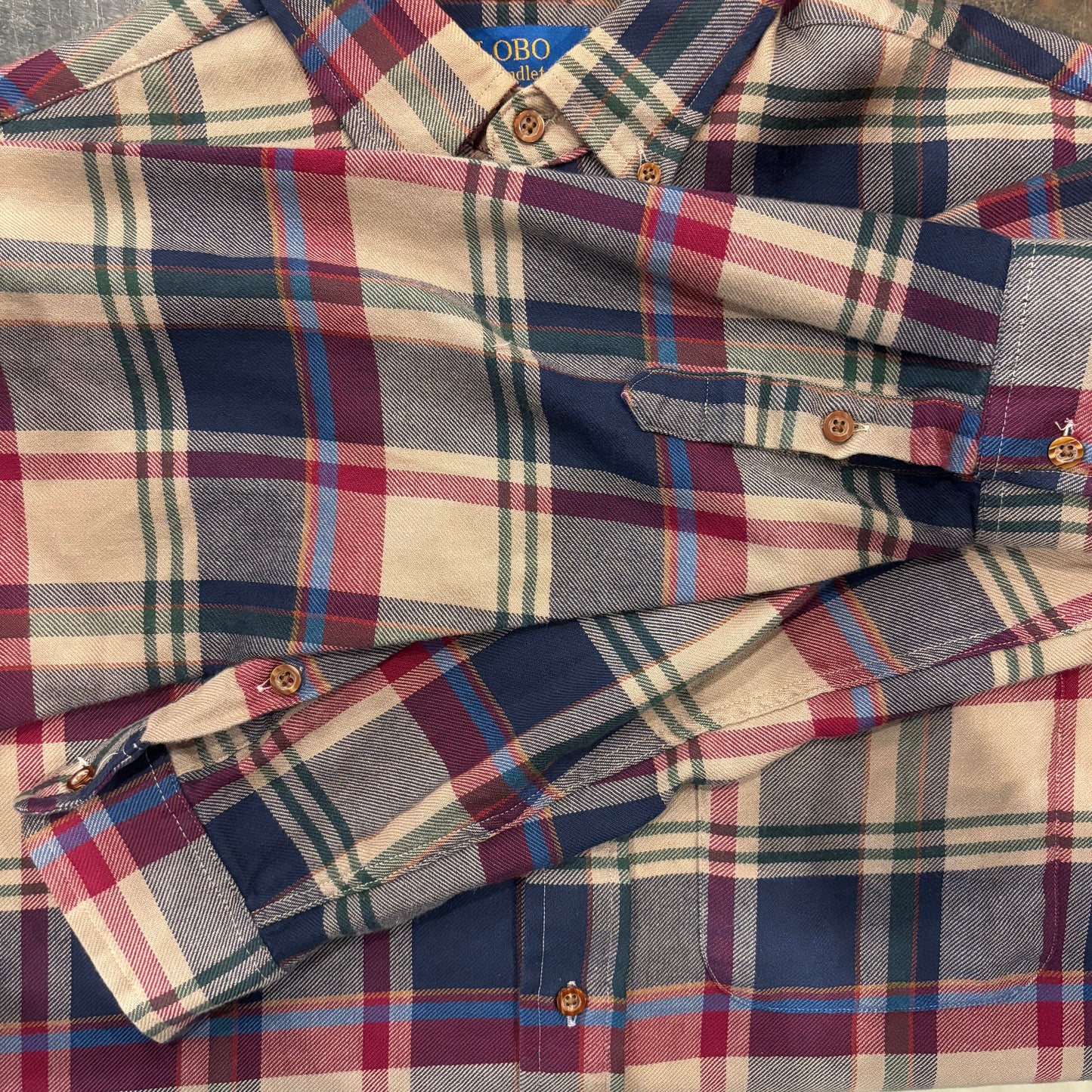 90's  LOBO by Pendleton  タータンチェック ネルシャツ ベージュ、ネイビー、ワインレッド L /A6344SH-SO