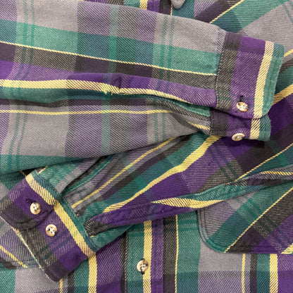 80's  STJOHN'S BAY USA製 タータンチェック ネルシャツ 緑 紫 (L) /A8504SH-SO