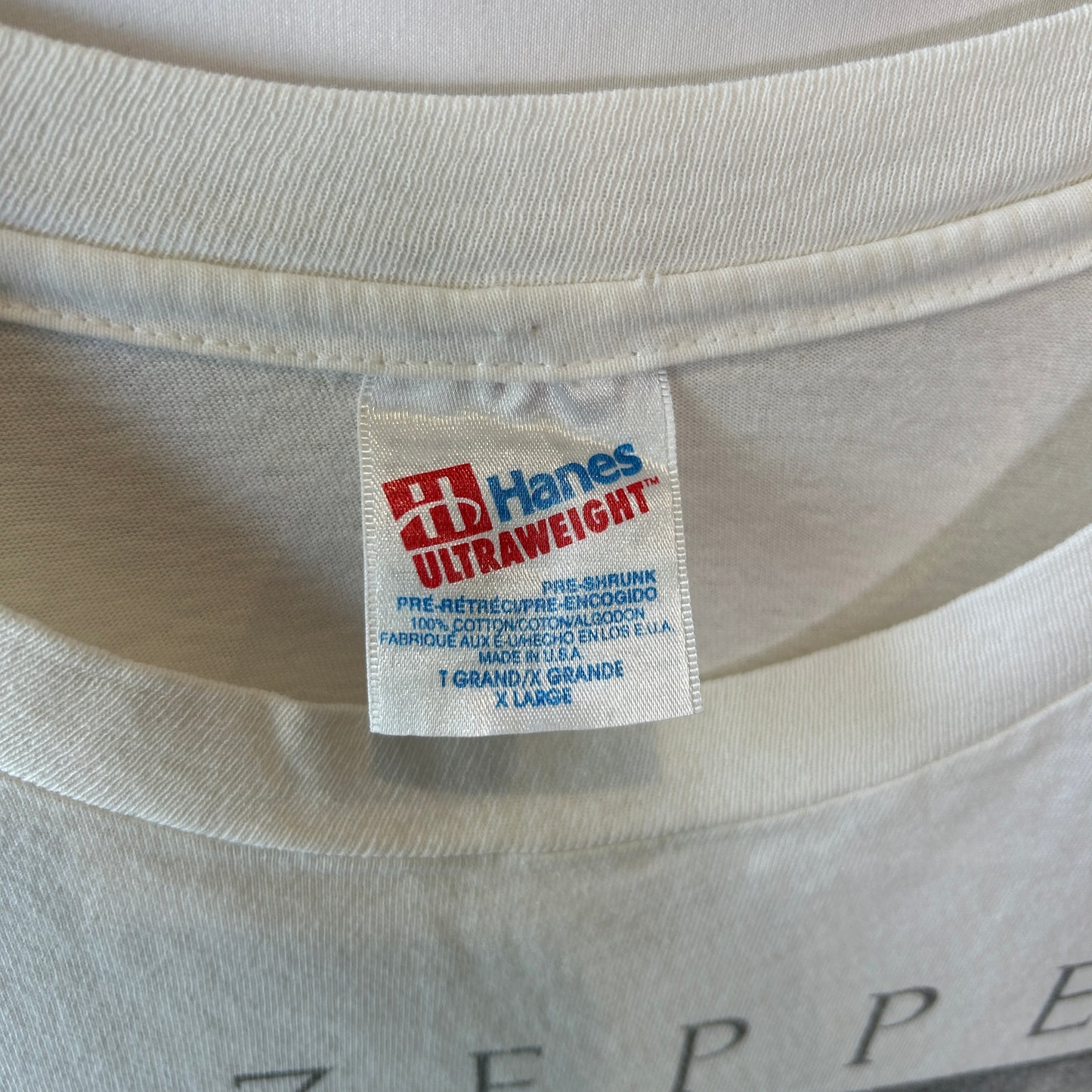 90's Led Zeppelin レッド・ツェッペリン バンドTシャツ 白 Hanes(XL)/A3443T-SO