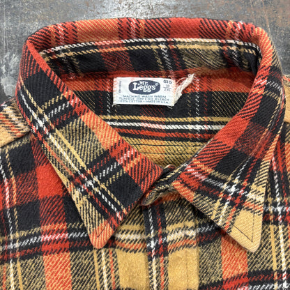 70's  Mr.Leggs USA製 タータンチェック ネルシャツ 朱色 ベージュ 2XL /A5654SH-SO