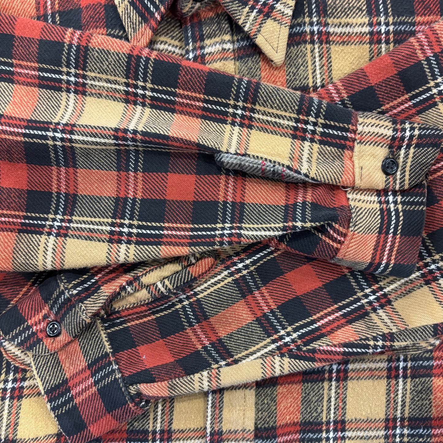 70's  Mr.Leggs USA製 タータンチェック ネルシャツ 朱色 ベージュ 2XL /A5654SH-SO