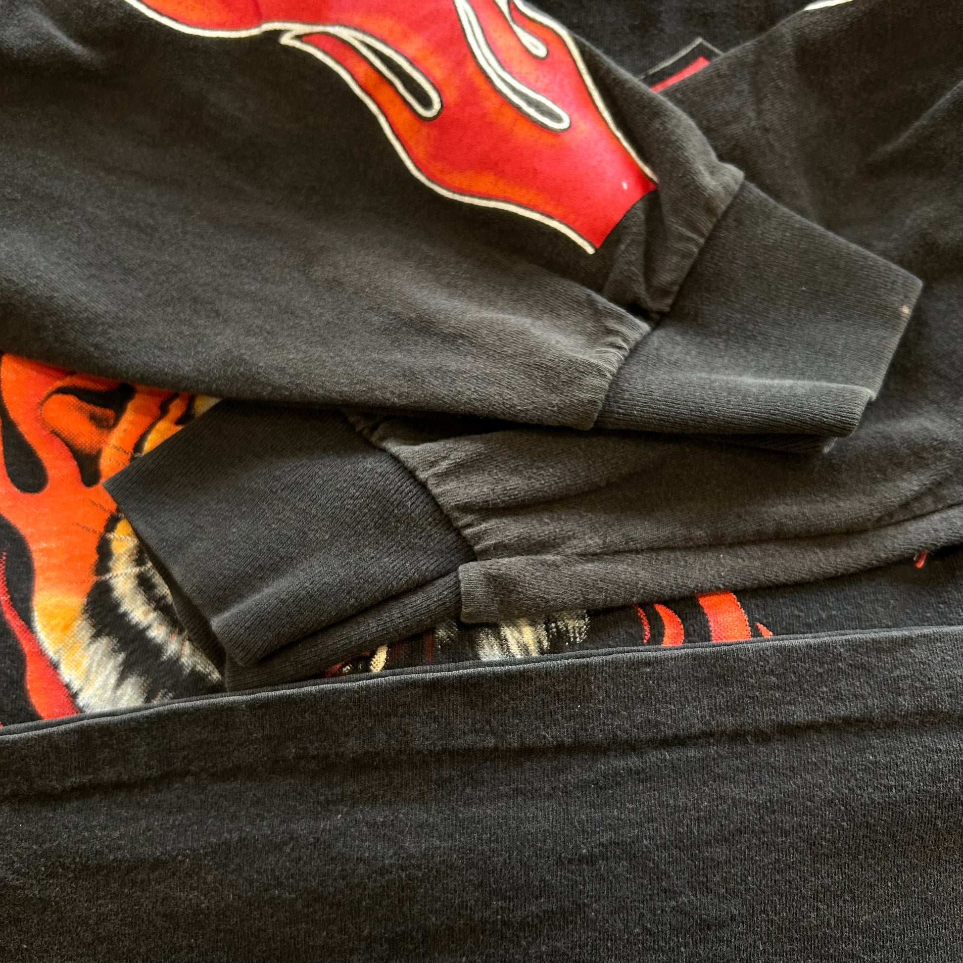 90's Harley-Davidson タイガー フレイムプリントロンT 黒（XL