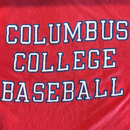 80's Russell COLUMBUS COLLEGE BASEBALL カレッジTシャツ 赤 (L)/A6890T-SO