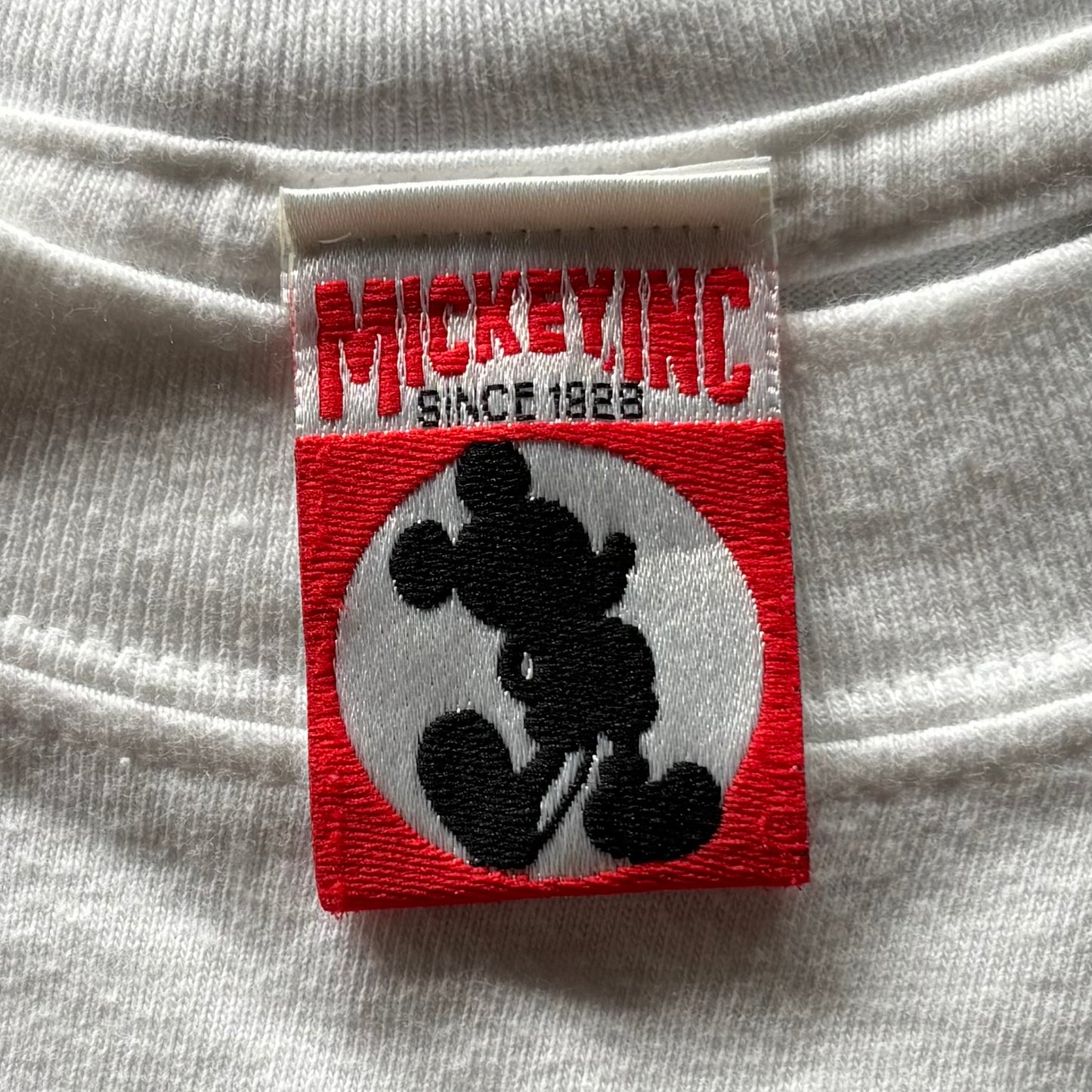 90's MICKEY INC Walt Disney World ラメ入りプリントTシャツ 白 (XL)/B2049T-SO
