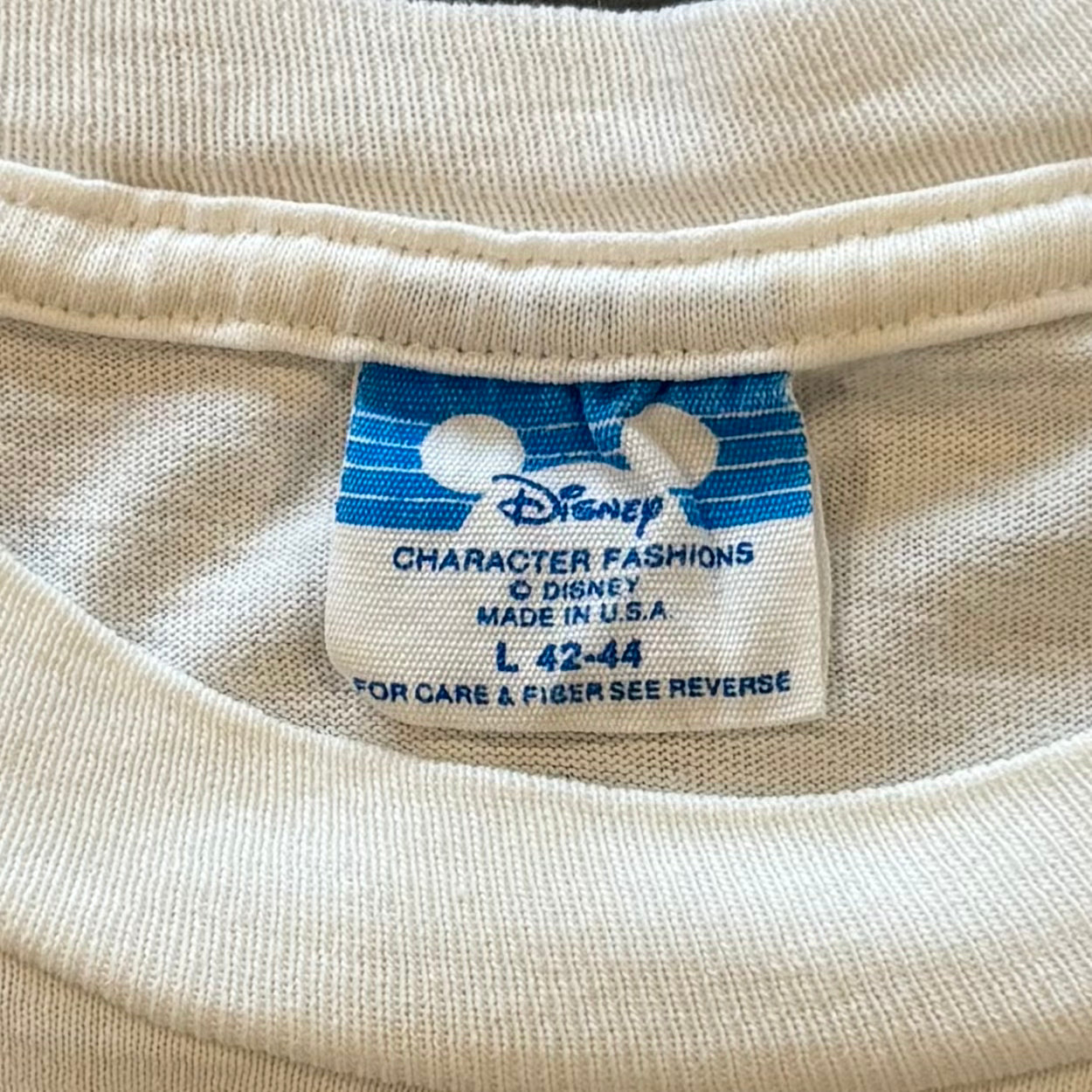 90's Disney ミニーマウス ラメ入りプリントTシャツ 白 (L)/B2057T-SO