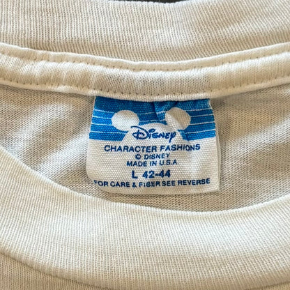 90's Disney ミニーマウス ラメ入りプリントTシャツ 白 (L)/B2057T-SO