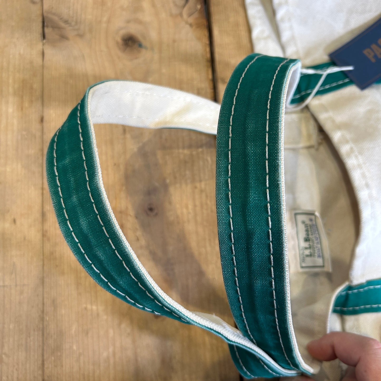 80's L.LBean エルエルビーン Boat&Tote キャンバストート 刺繍有り グリーン/A9303AC-SO