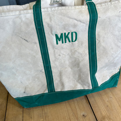 80's L.LBean エルエルビーン Boat&Tote キャンバストート 刺繍有り グリーン/A9303AC-SO
