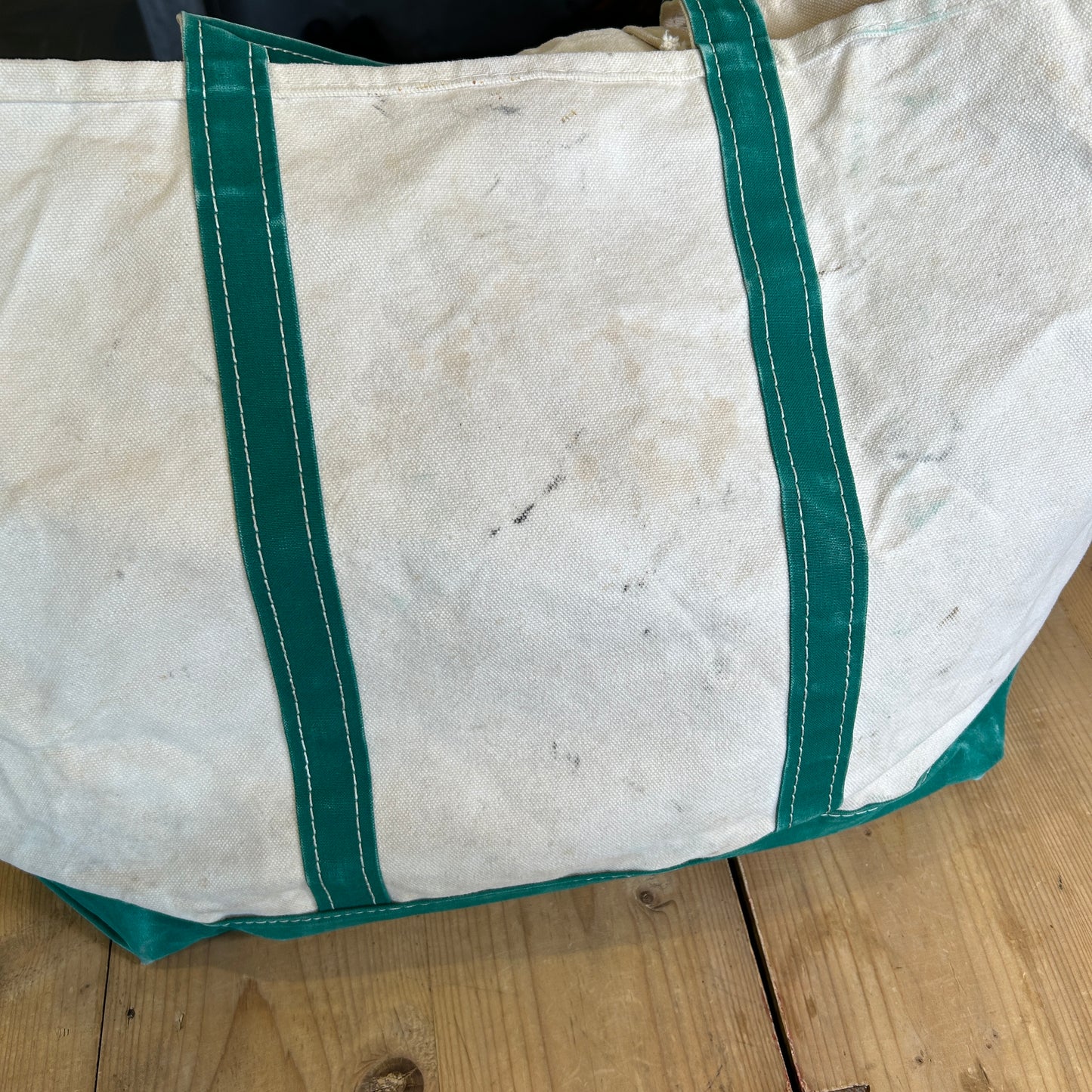 80's L.LBean エルエルビーン Boat&Tote キャンバストート 刺繍有り グリーン/A9303AC-SO