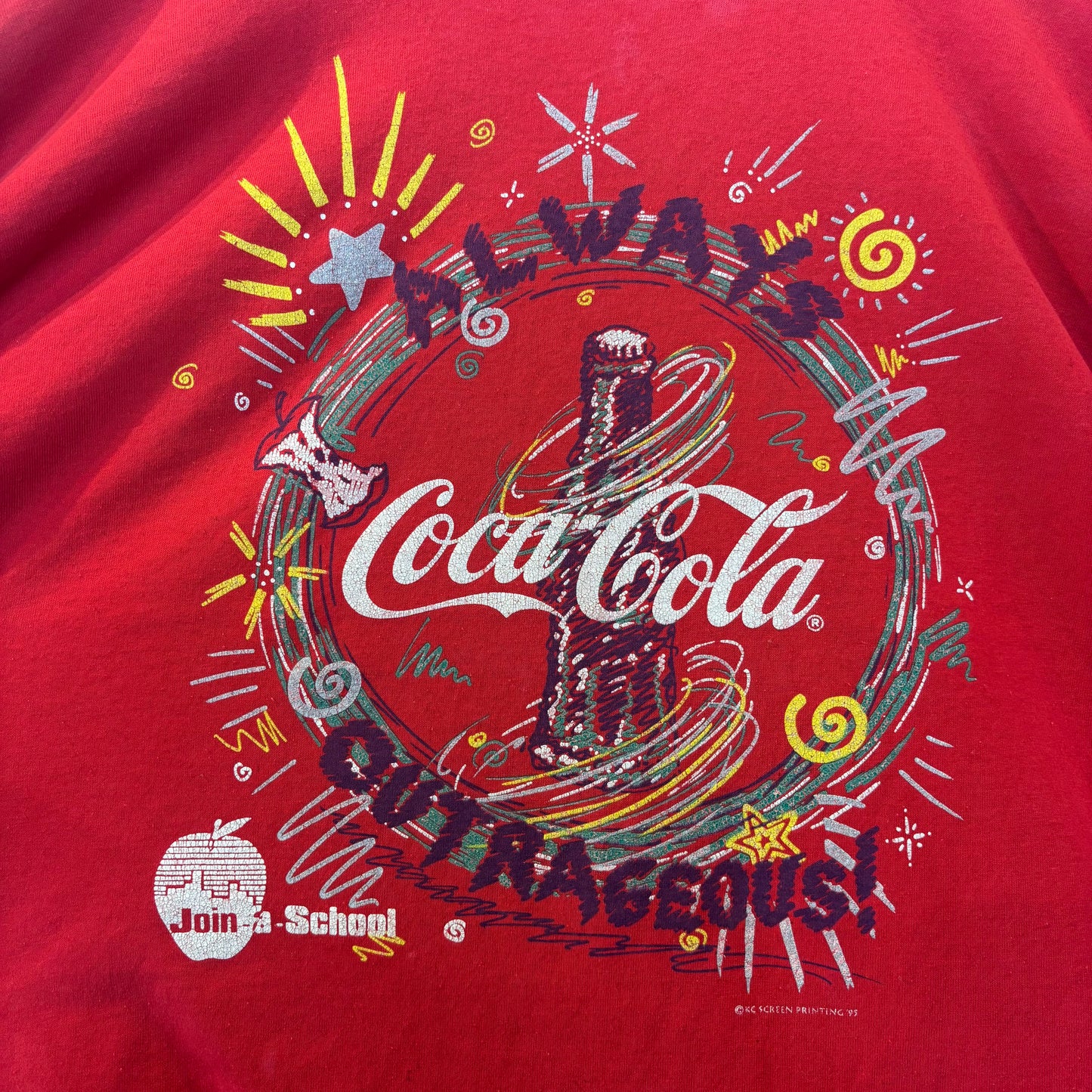 90's Coca-Cola コカコーラ グラフィックTシャツ 赤 (サイズ不明)/B3639T-SO